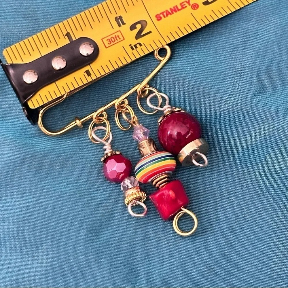 Brooch | Hand Crafted | Glass Beaded |  Pin Multicolor Wire-Wrapped OOAK 4370
